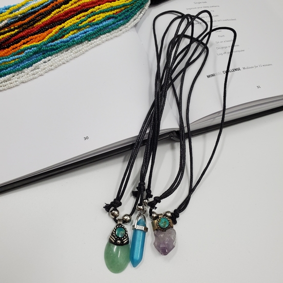 Dainty Stone Necklace Choker Boho Hand Crafted NEW - Picture 4 of 6